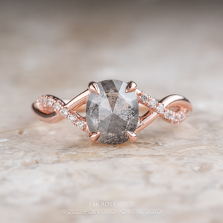 1.93 Carat Salt and Pepper Oval Diamond Engagement Ring, Wisteria Setting