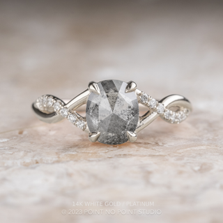 1.93 Carat Salt and Pepper Oval Diamond Engagement Ring, Wisteria Setting