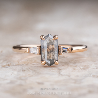.78 Carat Salt and Pepper Hexagon Diamond Engagement Ring, Zoe Setting