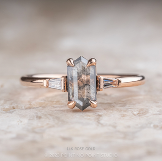 .78 Carat Salt and Pepper Hexagon Diamond Engagement Ring, Zoe Setting