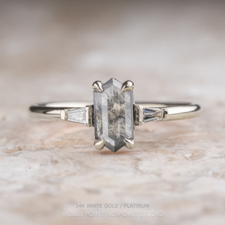 .78 Carat Salt and Pepper Hexagon Diamond Engagement Ring, Zoe Setting