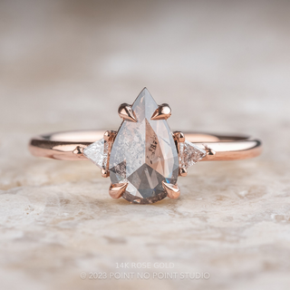 1.10 Carat Salt and Pepper Pear Diamond Engagement Ring, Zoe Setting