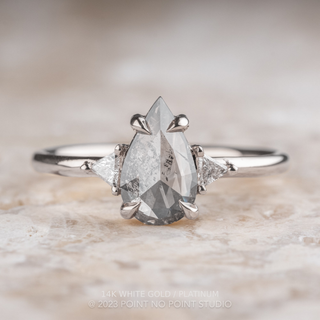 1.10 Carat Salt and Pepper Pear Diamond Engagement Ring, Zoe Setting