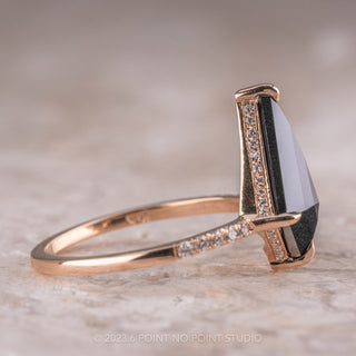 2.23 Carat Opaque Black Kite Diamond Engagement Ring, Juliette Setting, 14K Rose Gold