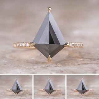 1.40 Carat Opaque Black Kite Diamond Engagement Ring, Juliette Setting