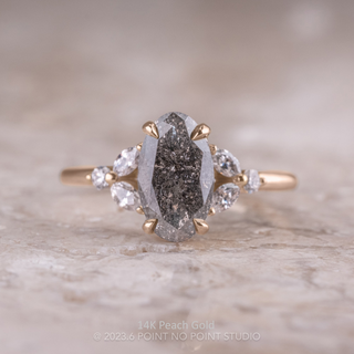 1.72 Carat Salt and Pepper Oval Diamond Engagement Ring, Quinn Setting