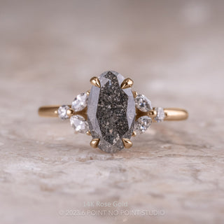 1.72 Carat Salt and Pepper Oval Diamond Engagement Ring, Quinn Setting