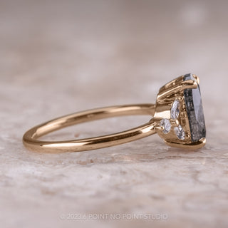 1.72 Carat Salt and Pepper Oval Diamond Engagement Ring, Quinn Setting, 14K Rose Gold