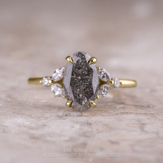 1.72 Carat Salt and Pepper Oval Diamond Engagement Ring, Quinn Setting