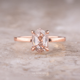 1.19 Carat Salt and Pepper Hexagon Diamond Engagement Ring, Tulip Basket Setting