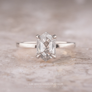 1.19 Carat Salt and Pepper Hexagon Diamond Engagement Ring, Tulip Basket Setting