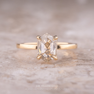 1.19 Carat Salt and Pepper Hexagon Diamond Engagement Ring, Tulip Basket Setting