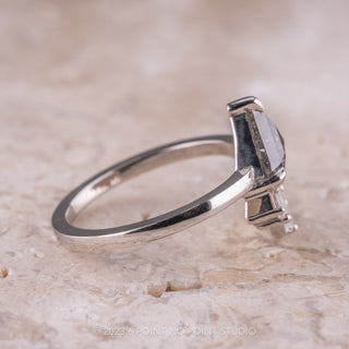 1.49 Carat Salt and Pepper Shield Diamond Engagement Ring, Wren Setting, Platinum