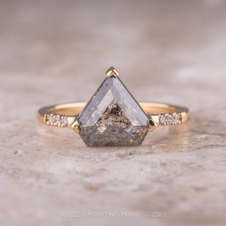 Salt and Pepper Shield Diamond Ring