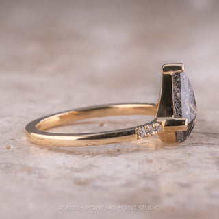 2.24 Carat Salt and Pepper Shield Diamond Engagement Ring, Sirena Setting, 14K Yellow Gold