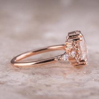 2.25 Carat Salt and Pepper Oval Diamond Engagement Ring, Olivia Setting, 14K Rose Gold