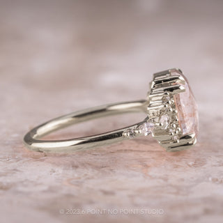 2.26 Carat Salt and Pepper Oval Diamond Engagement Ring, Olivia Setting, 14K White Gold