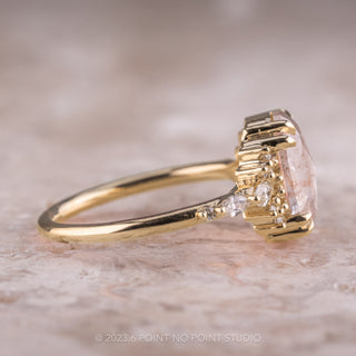 2.26 Carat Salt and Pepper Oval Diamond Engagement Ring, Olivia Setting, 14K Yellow Gold