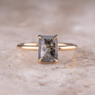 1.99 Carat Black Speckled Emerald Diamond Engagement Ring, Jane Setting
