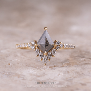 .83 Carat Black Salt and Pepper Kite Diamond Engagement Ring, Camila Setting, Point No Point Studio. Available in a variety of metal types. Eco-friendly, Recycled Metals, Conflict Free.