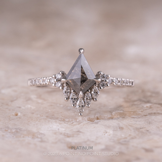 .83 Carat Black Salt and Pepper Kite Diamond Engagement Ring, Camila Setting, Point No Point Studio. Available in a variety of metal types. Eco-friendly, Recycled Metals, Conflict Free.