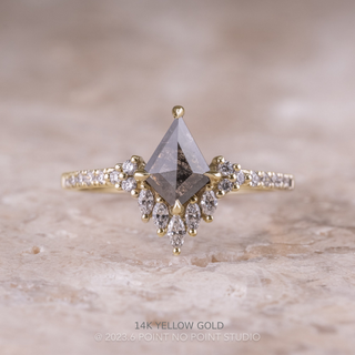 .83 Carat Black Salt and Pepper Kite Diamond Engagement Ring, Camila Setting, Point No Point Studio. Available in a variety of metal types. Eco-friendly, Recycled Metals, Conflict Free.