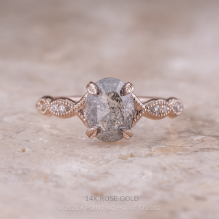 1.53 Carat Salt and Pepper Oval Diamond Engagement Ring, Winter Setting