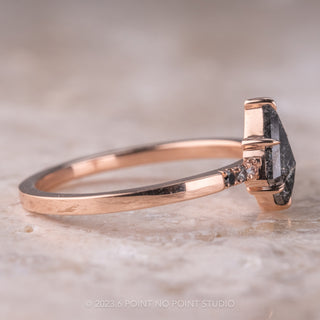 .75 Carat Black Speckled Kite Diamond Engagement Ring, Ombre Jules, 14K Rose Gold