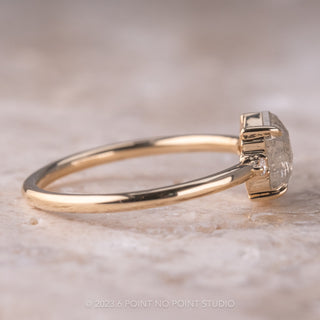 .86 Carat Salt and Pepper Hexagon Diamond Engagement Ring, Zoe Setting, 14K Yellow Gold