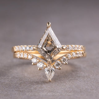 1.59 Carat Canadian Salt and Pepper Kite Diamond Engagement Ring, Jules Setting, 14K Yellow Gold