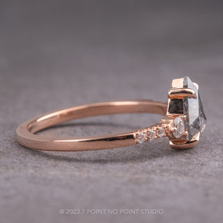 1.30 Carat Salt and Pepper Pear Diamond Engagement Ring, Eliza Setting, 14K Rose Gold