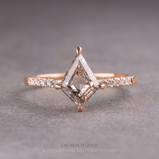 1.69 Carat Canadian Salt and Pepper Kite Diamond Engagement Ring, Jules Setting, Point No Point Studio. Available in a variety of metal types. Eco-friendly, Recycled Metals, Conflict Free.