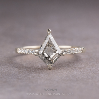 1.69 Carat Canadian Salt and Pepper Kite Diamond Engagement Ring, Jules Setting, Point No Point Studio. Available in a variety of metal types. Eco-friendly, Recycled Metals, Conflict Free.
