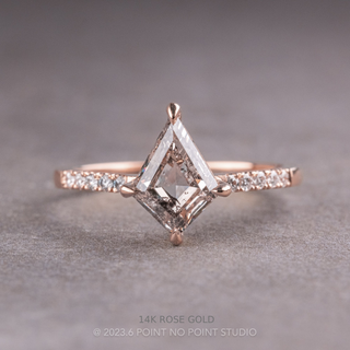 1.69 Carat Canadian Salt and Pepper Kite Diamond Engagement Ring, Jules Setting, Point No Point Studio. Available in a variety of metal types. Eco-friendly, Recycled Metals, Conflict Free.