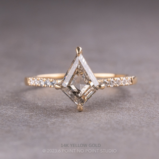 1.69 Carat Canadian Salt and Pepper Kite Diamond Engagement Ring, Jules Setting, Point No Point Studio. Available in a variety of metal types. Eco-friendly, Recycled Metals, Conflict Free.