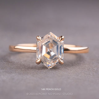 Hexagon Moissanite Engagement Ring, Basket Jane Setting