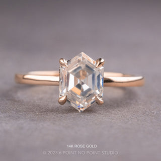 Hexagon Moissanite Engagement Ring, Basket Jane Setting