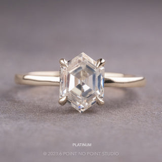 Hexagon Moissanite Engagement Ring, Basket Jane Setting