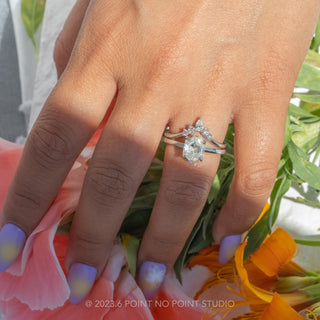 Hexagon Moissanite Engagement Ring, Basket Jane Setting, Platinum