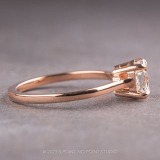 1.20 Carat Clear Hexagon Diamond Engagement Ring, Jane Setting, 14K Rose Gold