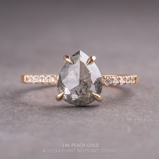 2.49 Carat Salt and Pepper Pear Diamond Engagement Ring, Jules Setting