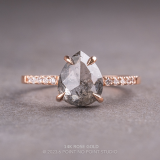 2.49 Carat Salt and Pepper Pear Diamond Engagement Ring, Jules Setting
