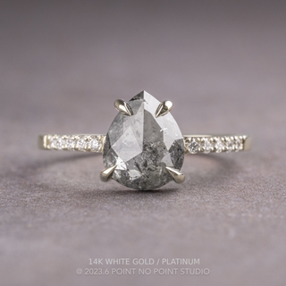 2.49 Carat Salt and Pepper Pear Diamond Engagement Ring, Jules Setting