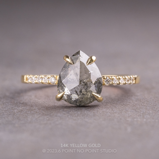 2.49 Carat Salt and Pepper Pear Diamond Engagement Ring, Jules Setting