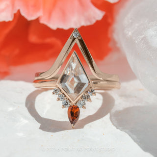 2.34 Carat Kite Moissanite Engagement Ring, Bezel Ava Setting, 14K Rose Gold