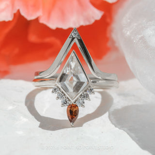 2.34 Carat Kite Moissanite Engagement Ring, Bezel Ava Setting, Platinum