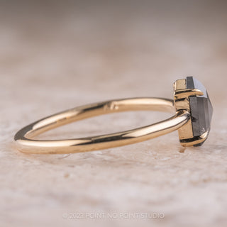 .84 Carat Black Hexagon Diamond Engagement Ring, Jane Setting, 14K Yellow Gold