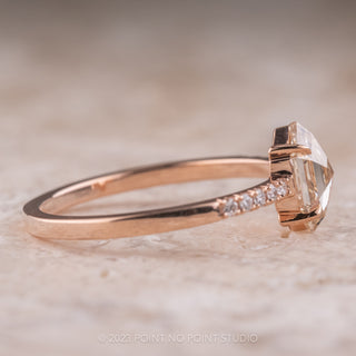 1.14 Carat Clear Hexagon Diamond Engagement Ring, Jules Setting, 14k Rose Gold