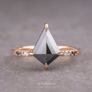 1.31 Carat Opaque Black Kite Diamond Engagement Ring, Ombre Jules Setting