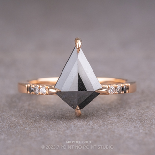 1.31 Carat Opaque Black Kite Diamond Engagement Ring, Ombre Jules Setting